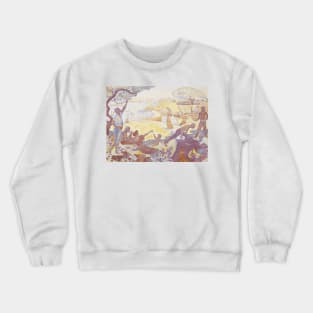 In the Time of Harmony - The Joy of Life - Sunday by the Sea by Paul Signac Crewneck Sweatshirt